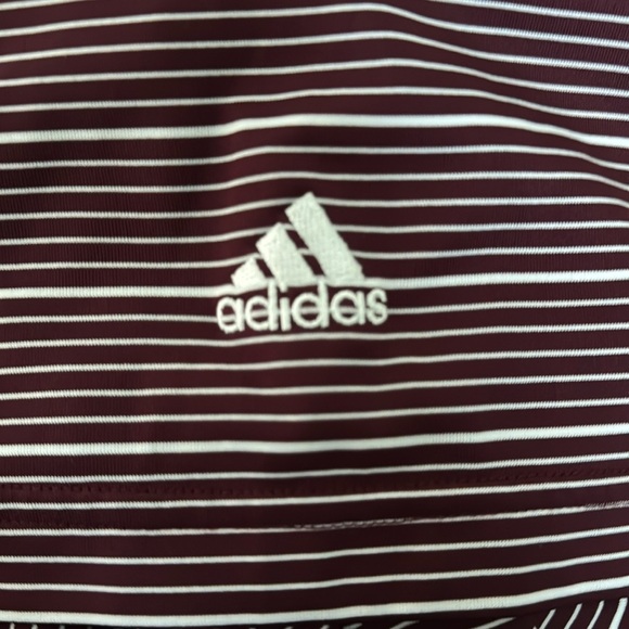 Adidas Climalite polo shirt in burgandy and white stripes size L - Picture 5 of 5